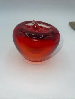 Blenko Hand Blown Art Glass Red Apple Paperweight excellent condition