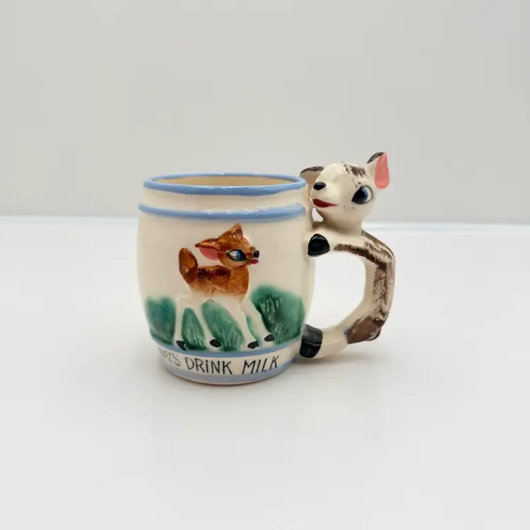 Drink Milk Vintage Ceramic Deer Mug
