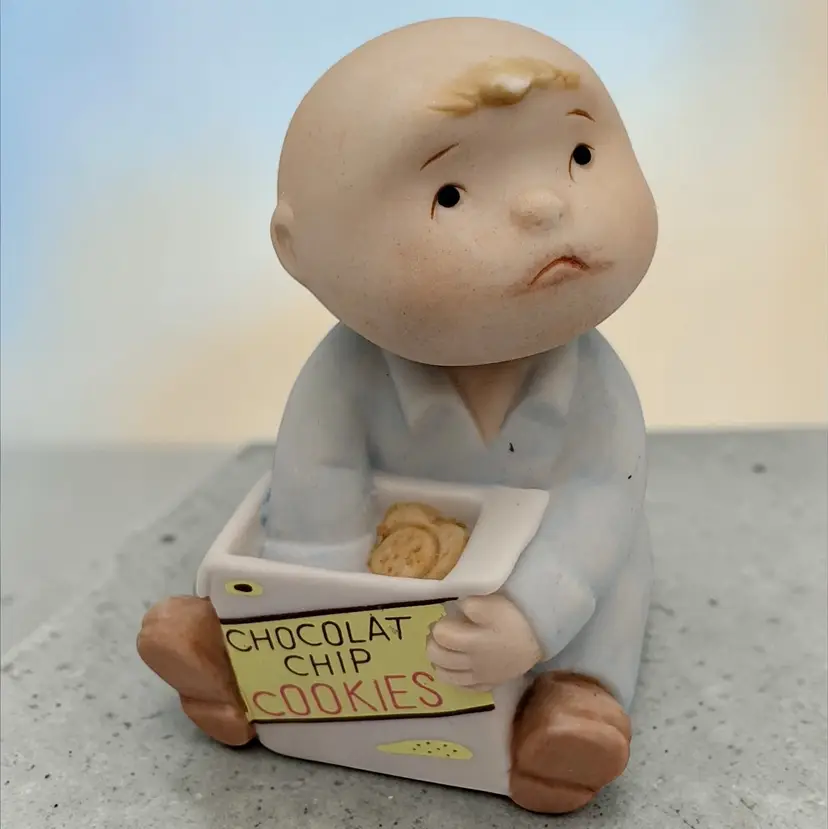 Family Circus Figurine "Could I Plead Insanity?" Porcelain Bisque Chocolate Chip