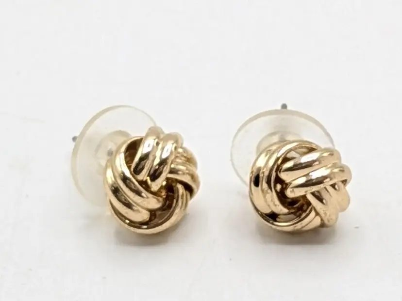Gold Tone Knot Stud Earrings