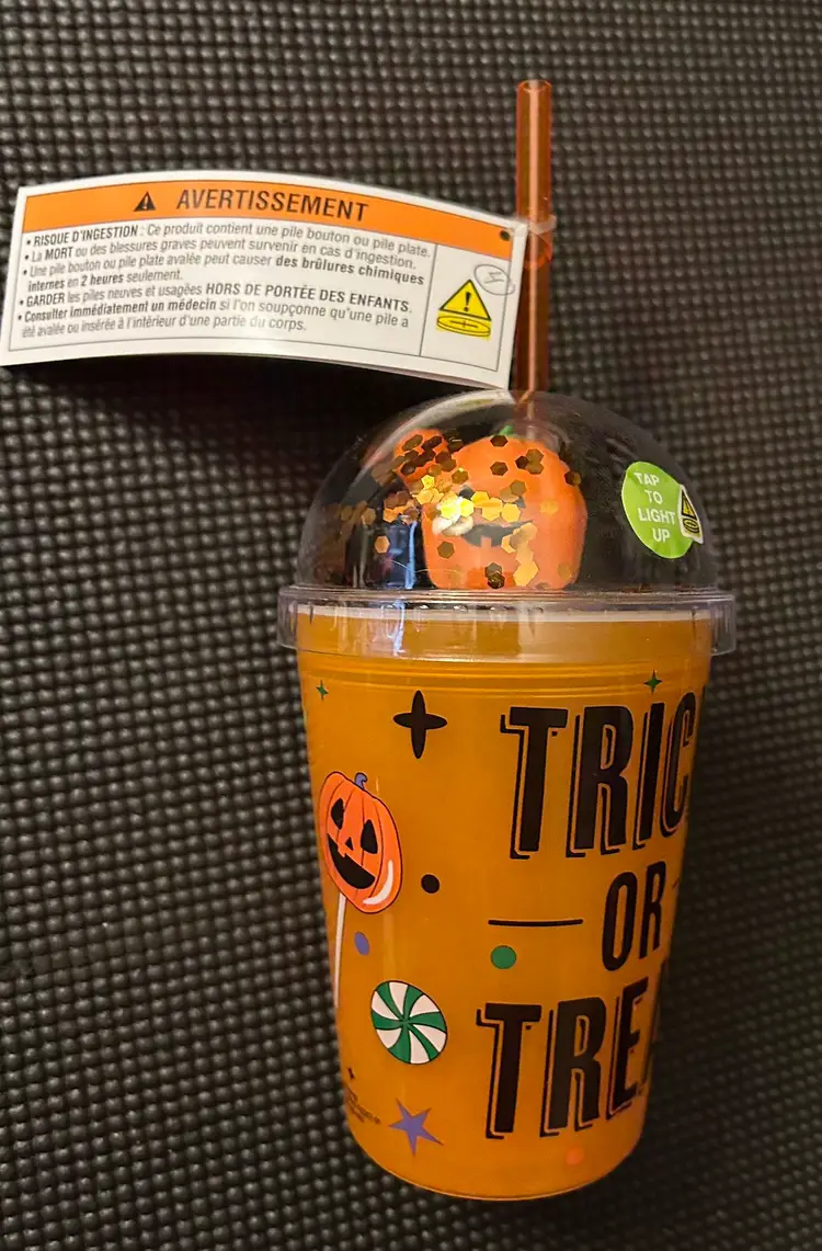 Lights Up S’Allume Halloween Trick Or Treat Drink Cup With Straw NWT