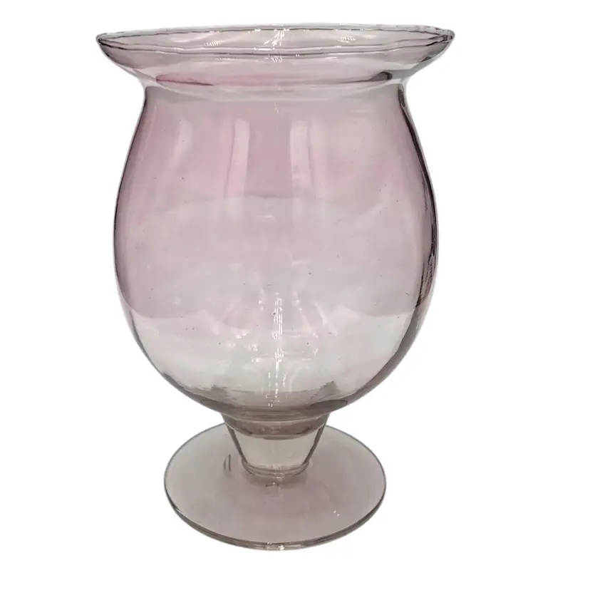 Beautiful pale Purple/Pink Handblown Glass Pedestal Vase, Made in Mexico