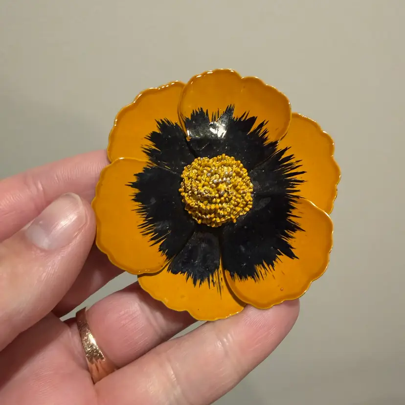 Vintage Yellow Flower Brooch