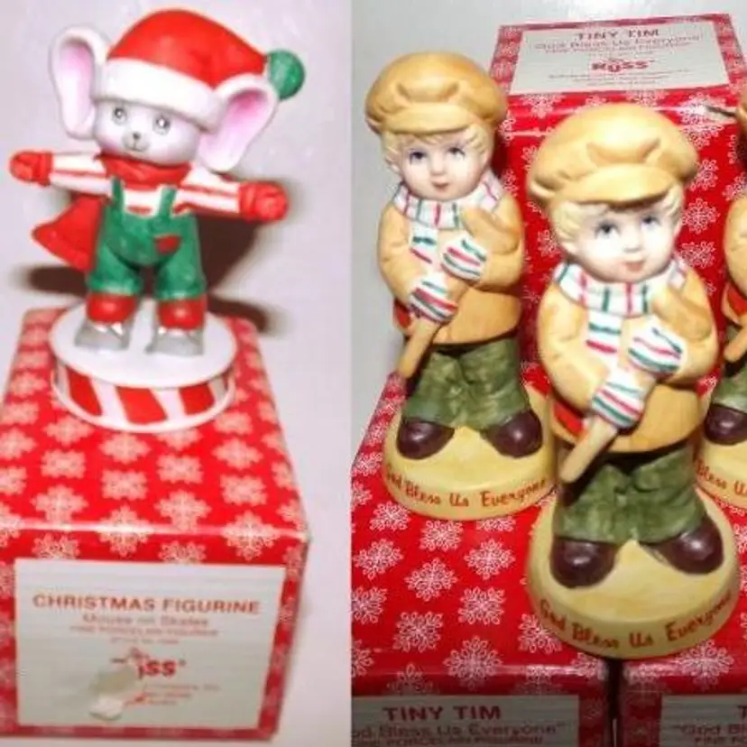 Vintage RUSS Fine Porcelain Christmas Figurines-NEW OLD STOCK!