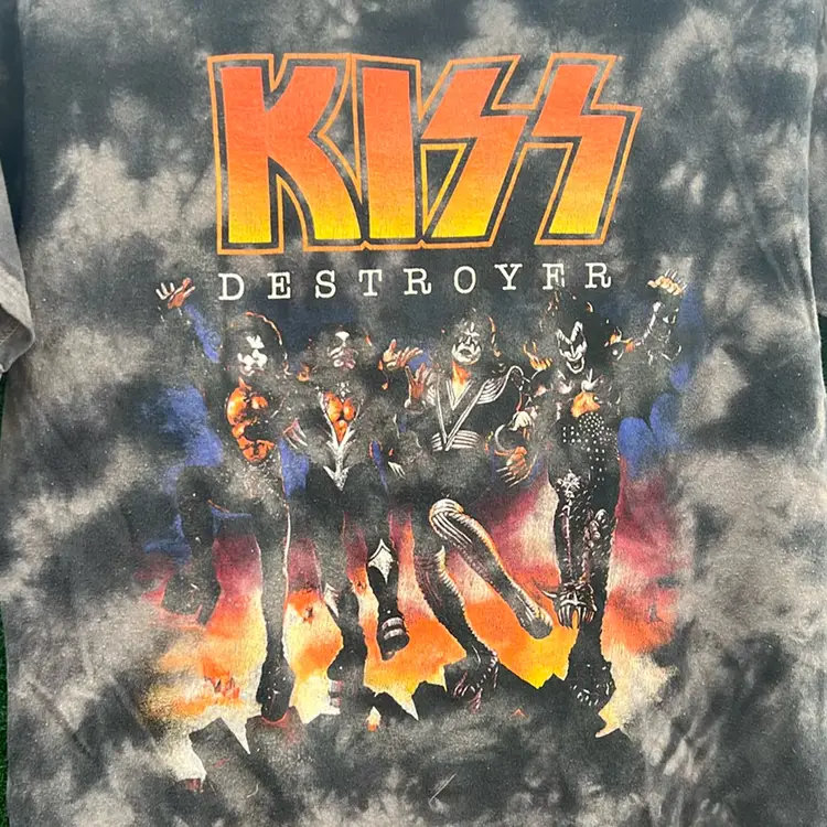 Kiss Destroyer Tie-Dye Shirt, Great Bold Colors. Vintage Look. Fashion Tee. Size Medium