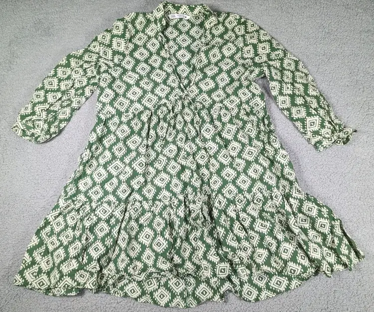 Zara Mini Dress/Skirt Size Medium Green Aztec
