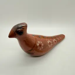 Vintage Mexican Tonala Pottery Hand Painted Dove Bird Figurine Folk Art 7.5”