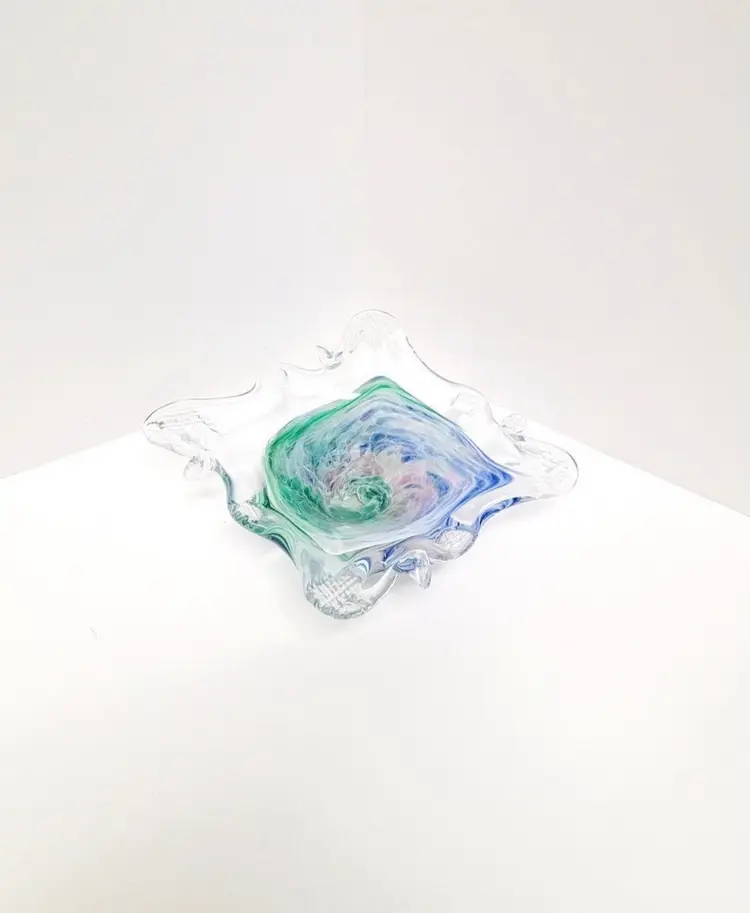 Art Glass Swirl Trinket Dish/Blue/Green/Pink/Art Glass/Glass Dish/Swirled Glass Dish/Home Decor/Trinket Dish/Candy Dish