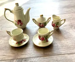 Antique Mini Porcelain Rose Tea Set 9 Piece
