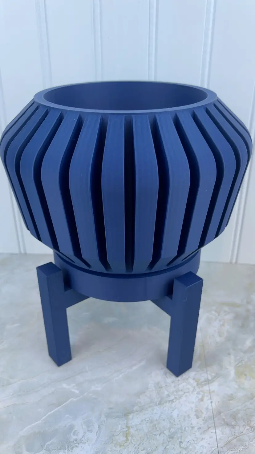 Indoor Planter Pot, The Vaki Planter with Drainage Holes, Saucer and Stand, Flower Pot, 3D Printed Planter, Modern Home Decor, Ecofriendly