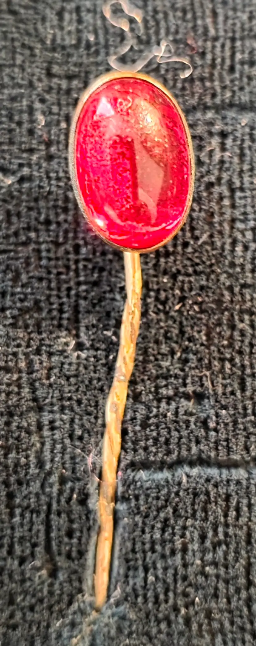 Victorian Hat or Stick Pin Bezel Setting Ruby Glass Head