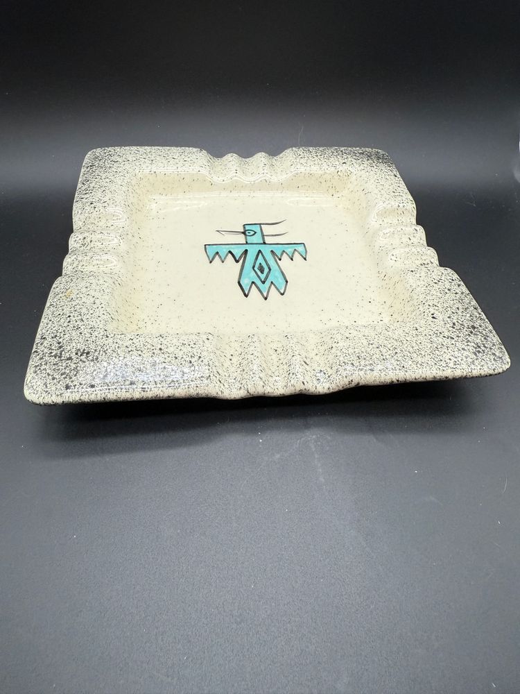 MCM Stoneware Ashtray South Dakota Thunderbird Bird