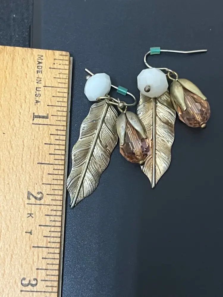 64) Metal Leaf Floral Pod Dangle Earrings