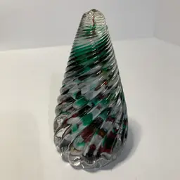 Cone Shaped Twisted Paperweight Signed