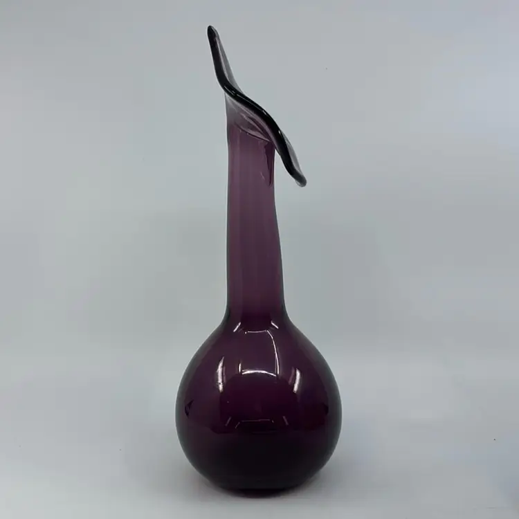 Silver Dollar City Amethyst Art Glass Jack In The Pulpit Bulb Vase 10.25”