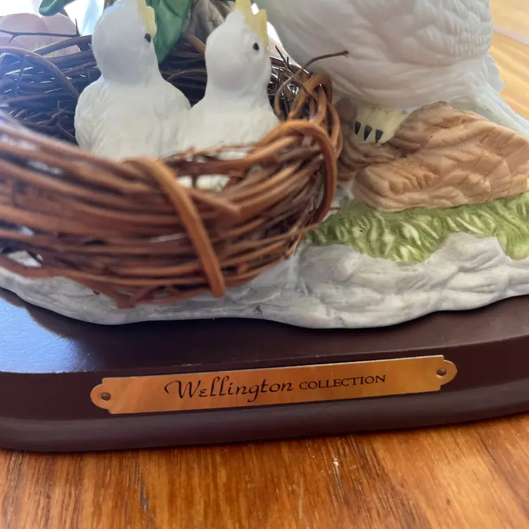 Wellington Collection porcelain figurine of birds in a nest. 8”x10”