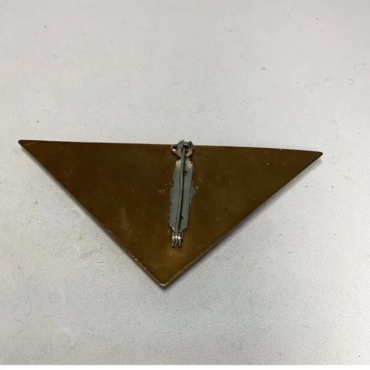 Brooch Triangle Metal & Stone Art Deco Style
