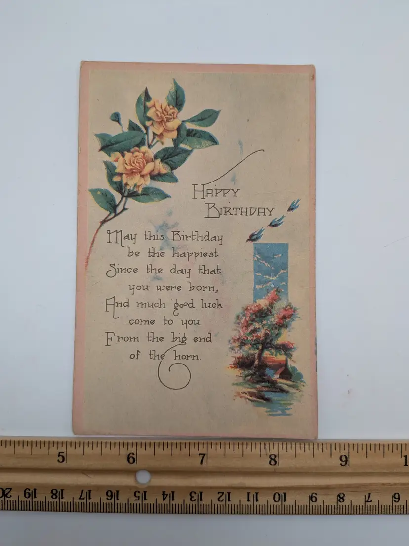 E8. Antique HAPPY BIRTHDAY POSTCARD Florals