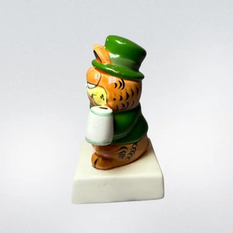 Vintage Saint Patrick’s Day Ceramic Garfield Figure by Enesco
