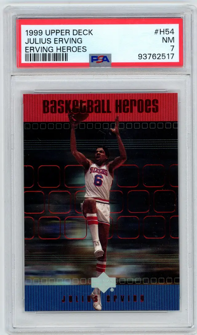 1999 Upper Deck JULIUS ERVING #H54 Erving Heroes 76ERS PSA 7 NM