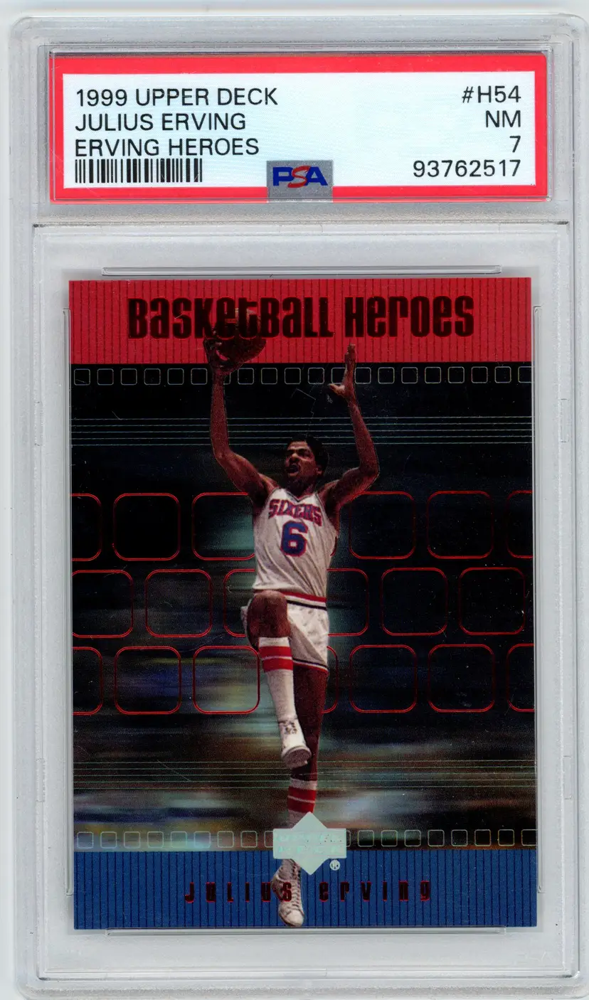 1999 Upper Deck JULIUS ERVING #H54 Erving Heroes 76ERS PSA 7 NM