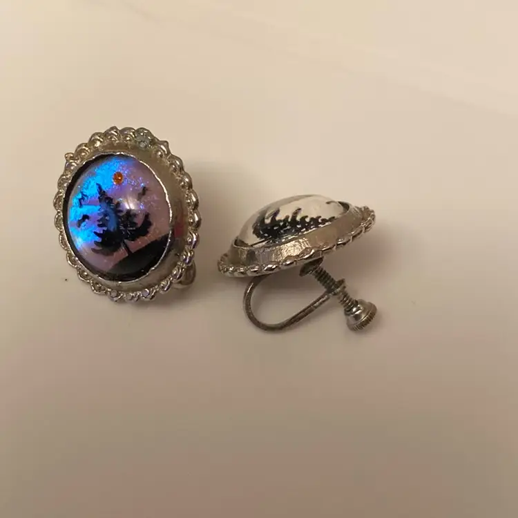 Vintage Morpho Butterfly Screwback Earrings