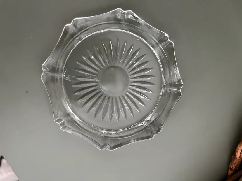 Set Of 5 Vintage Cut Glass Coasters- Flower Center And Octagon Shape 3 1/2”