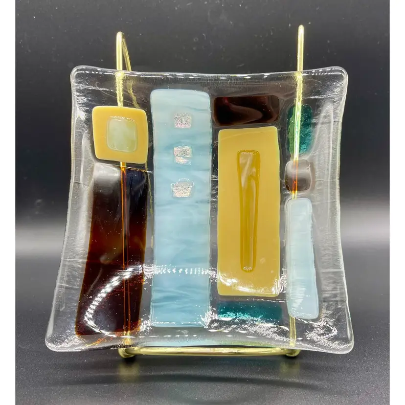 Fused art glass trinket dish.  Renato Foti style.