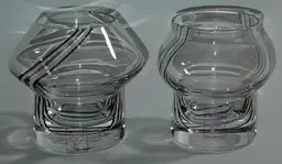 Caithness Vintage Black & White Glass 'PANACHE' Striped Mini Votive Holders-Winner's Choice! New w/Labels!