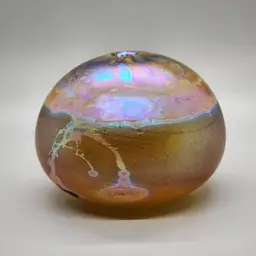 Robert Coleman Iridized Art Glass Paperweight, Oil Lamp Diffuser