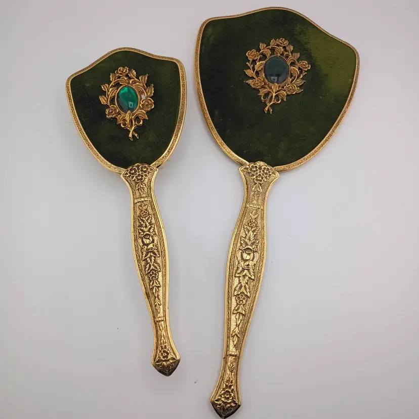 Vintage brush and hand mirror