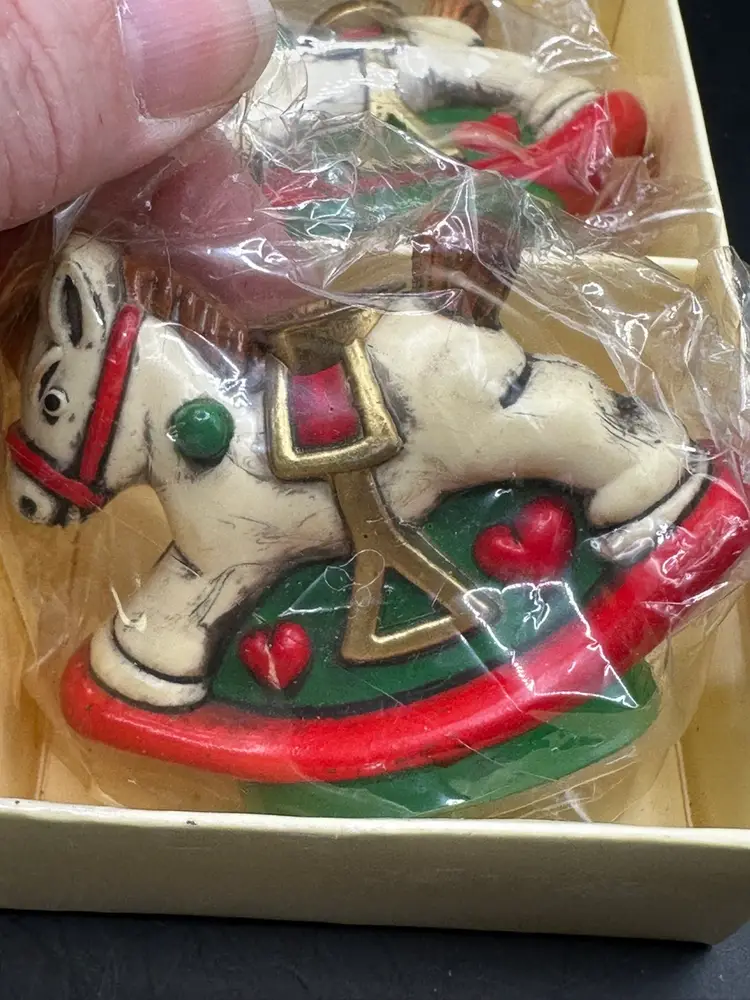 Rocking Horse Candles by Holiday Memories Collector Vintage Christmas Candles Original Box