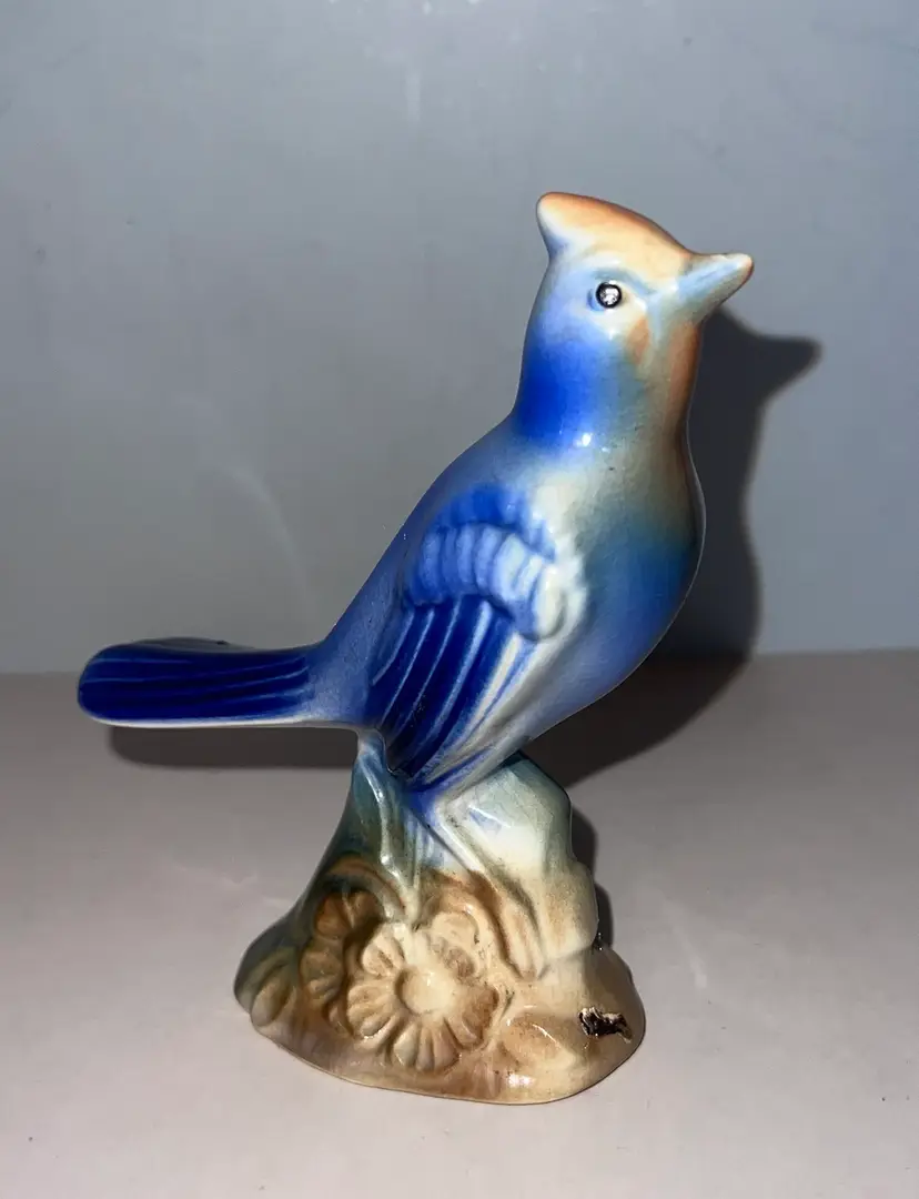 Vintage Royal Copley Blue Jay Bird Figurine 5”