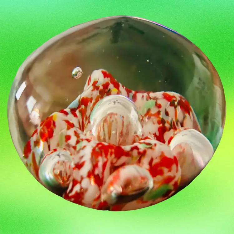 Paperweight With Red, White And Blue Bubbles