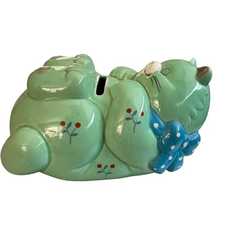 Vintage Enesco Sleeping Kitty Bank Circa 1991