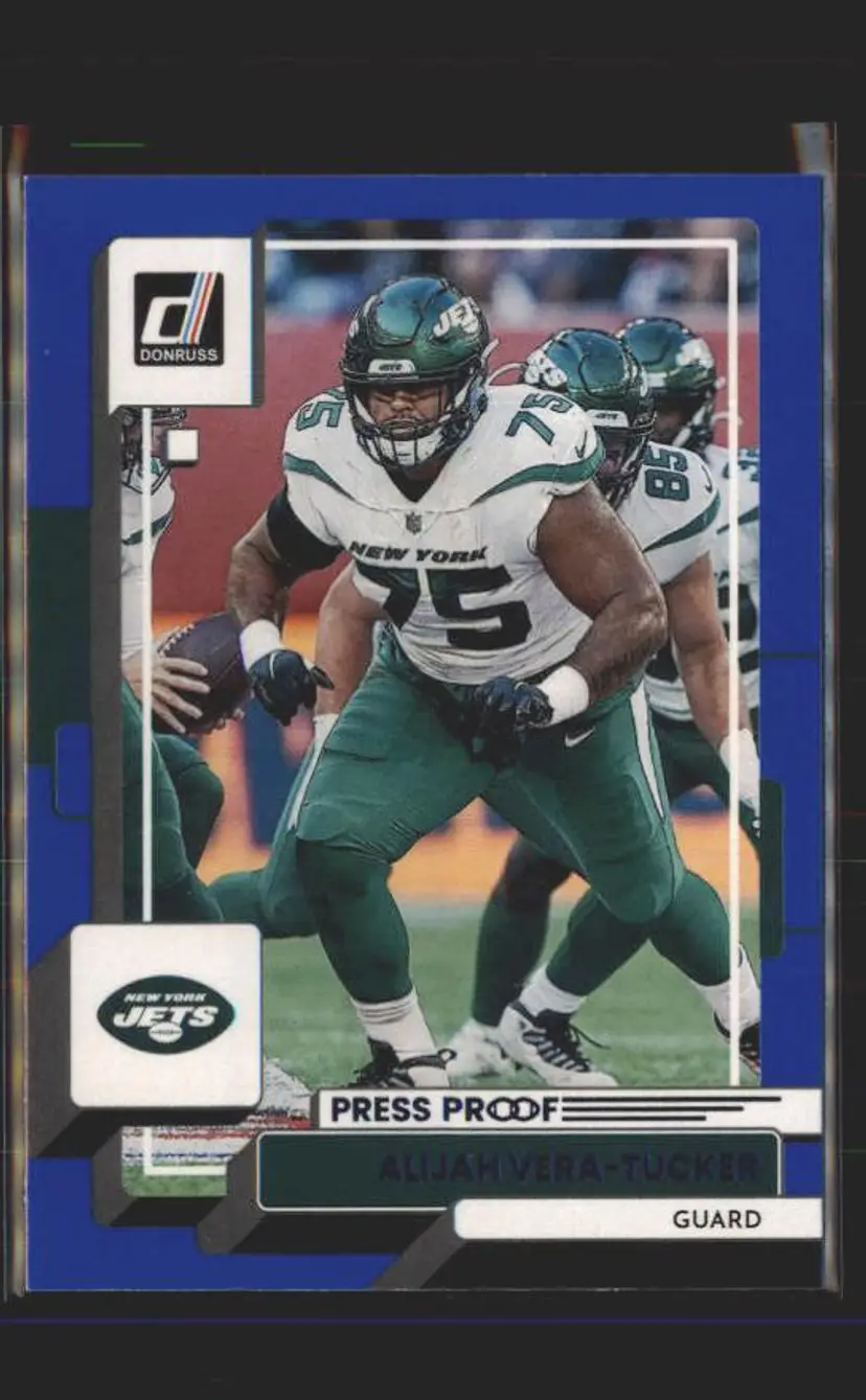 2022 Donruss #144 Alijah Vera-Tucker Blue Press Proof - (139) - New York Jets
