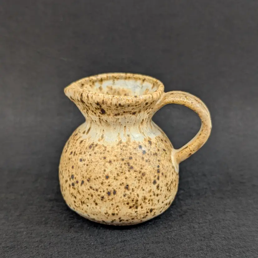 Vintage Studio Pottery Miniature Pitcher Creamer Vase Ceramic Handle Signed 2.75"