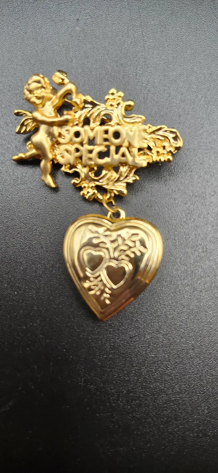#01 Vintage 'Someone Special' Cherub Heart Brooch