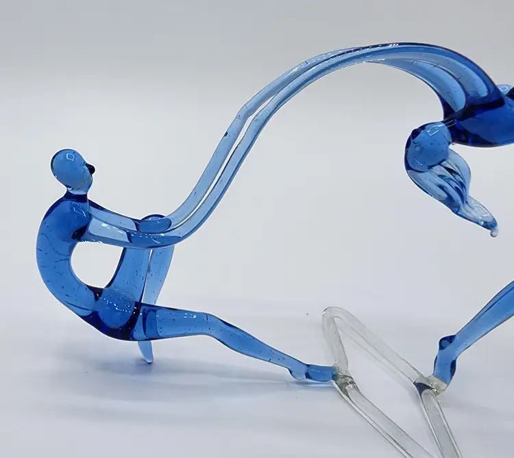 1920s/30s Bimini Austria Lampl Blue Glass Olympic Gymnast Dancing Pair Figurine