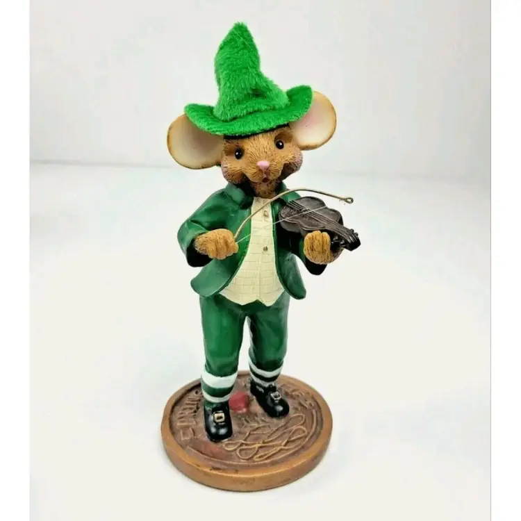 Anthropomorphic Mouse Playing Violin Fiddle Bringing Yout Lie Luv Irish Figurine