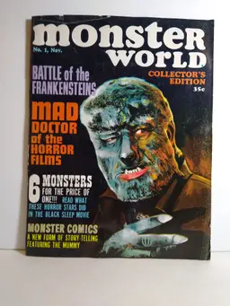 Monster World Magazine Nov 1964 #1 Horror Classic Monsters Frankenstein Mummy