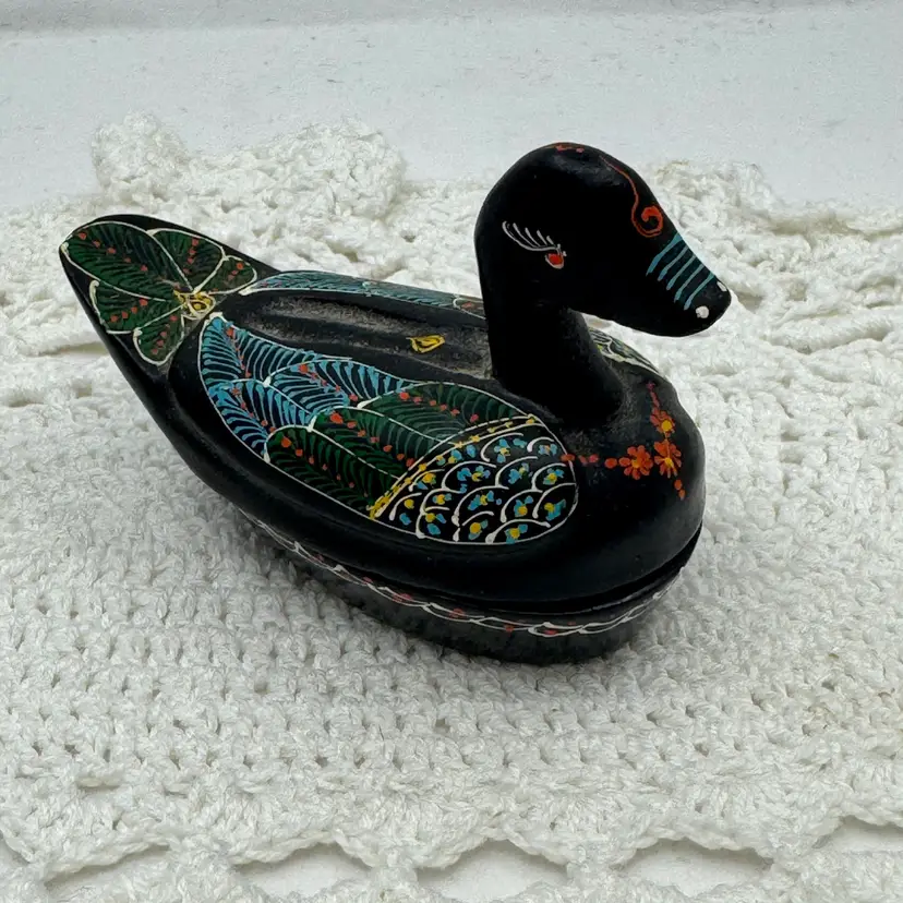 Wooden Handpainted Duck Trinket Box