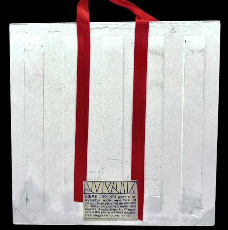 Hand Painted Kibak Design Tile Trivet Hanging Christmas Teddy Bear Tree Oregon