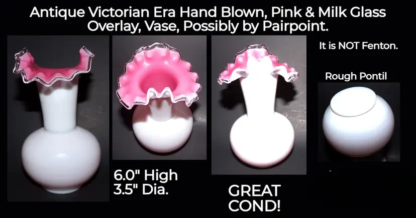 Victorian Era Pink Milk Glass Cased Small Vase