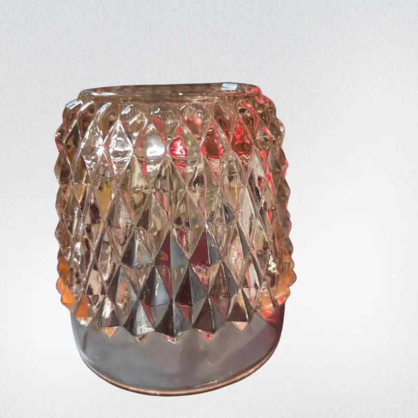 Indiana Glass Fairy Lamp Shade Only. Diamond Point Pattern Light Pink Or Peach