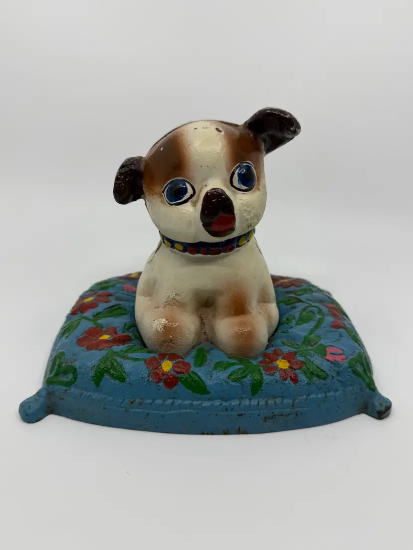 Vintage Hubley Fido On A Pillow Cast Iron Doorstop