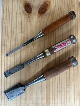 3 Japanese chisels (oire nomi) - 1/4", 5/8", 1 3/16"