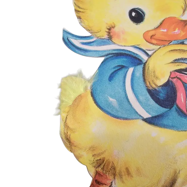 Large Vintage Child Sailor Duck Harmonica Easter Card