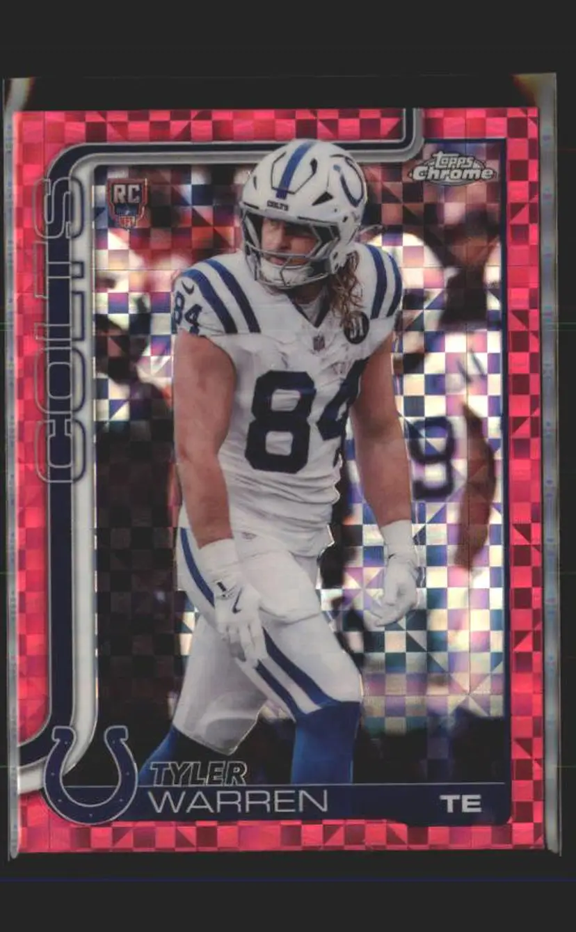 Tyler Warren 2025 Topps Chrome #346 Hot Pink X-Fractor - (140) - Indianapolis Colts