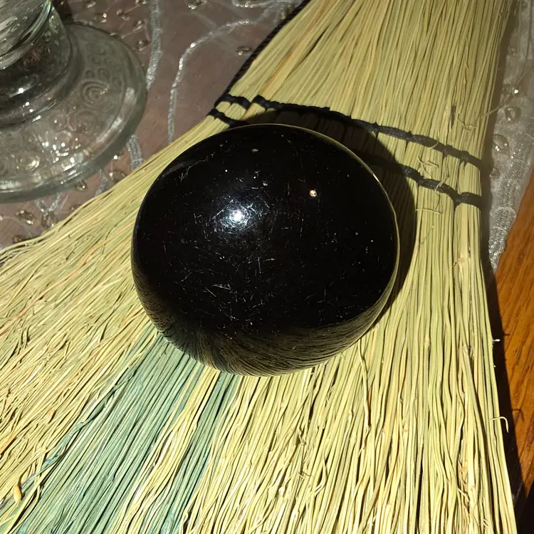 Vintage Black Porcelain Door Knob Altar Besom — One‑of‑a‑Kind, Made to Order